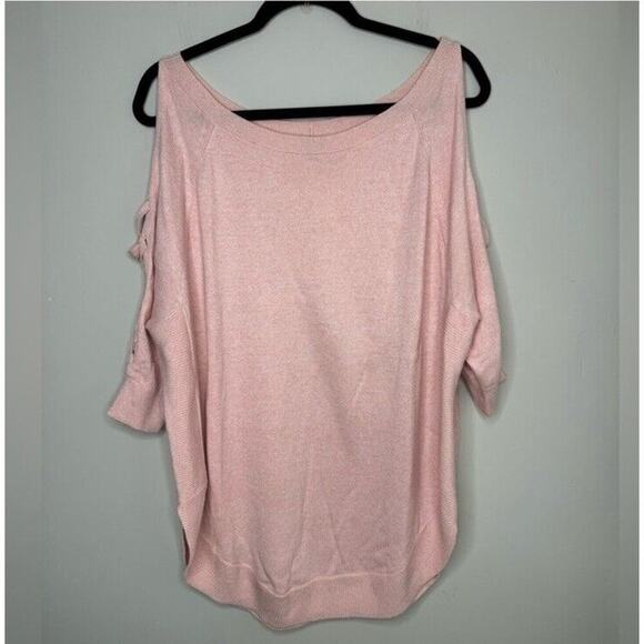 Express Oversized Pink Sweater Ballet Lace Up Sleeve - Picture 1 of 6